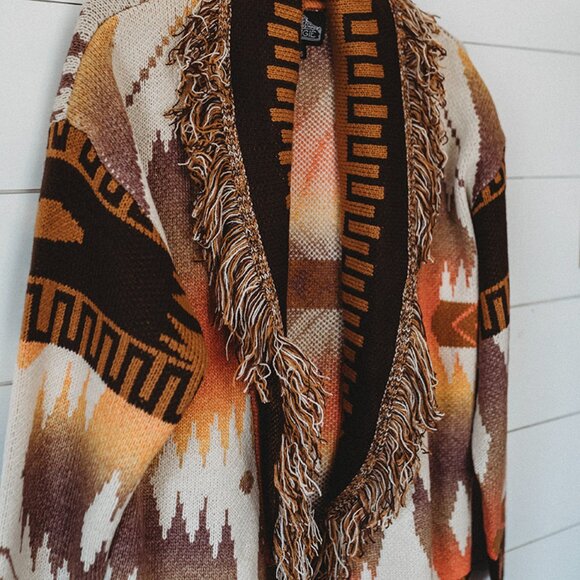 New Aztec Western Native Knit Oversized Sweater Cardigan Womens - Picture 4 of 6